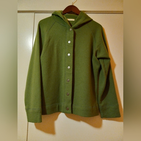 Untouched World Green Women's Hooded Wool Jacket Size 12 Medium - Picture 1 of 4